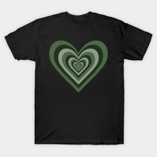 Khaki Green Expanding Hearts T-Shirt